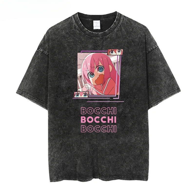 Vintage Anime Washed Short-sleeved T-shirt