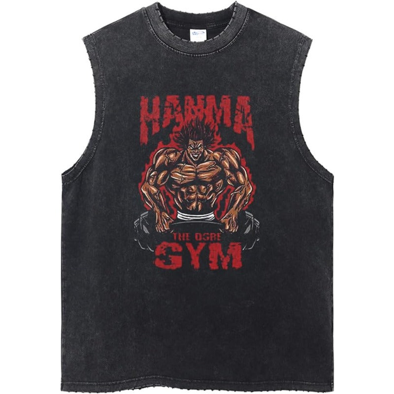 Men's Anime Print Cotton Sleeveless Vest