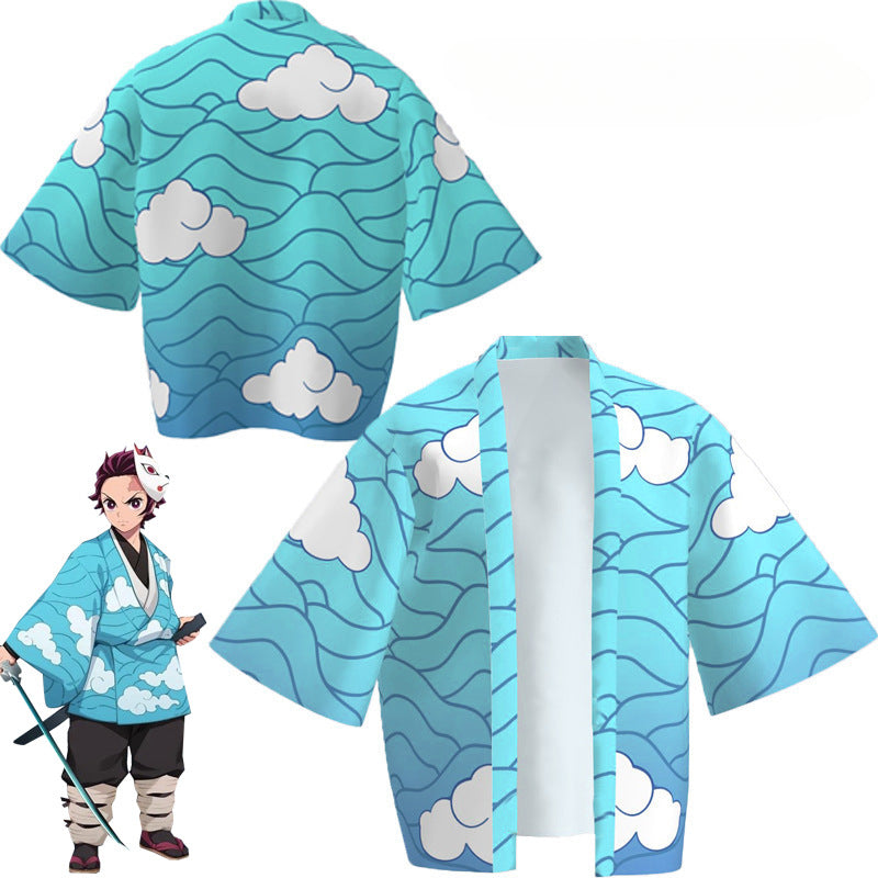 Casual Anime Tanjiro Cosplay Cloak Pajamas