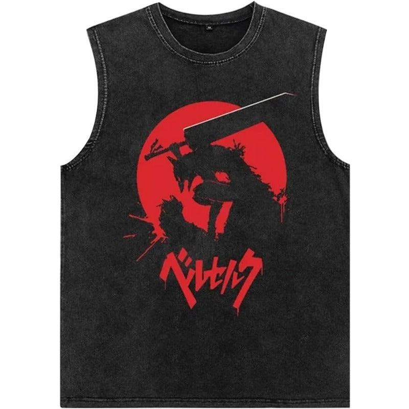 Men's Anime Print Cotton Sleeveless Vest