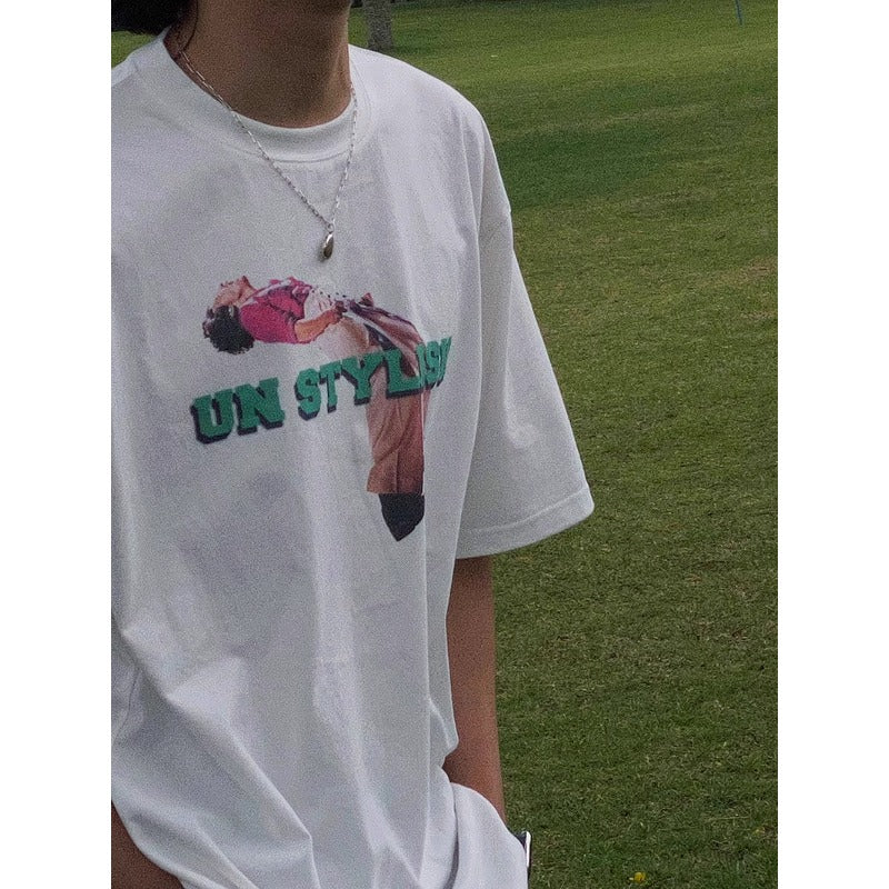 Vintage Letter Print Short Sleeve T-Shirt