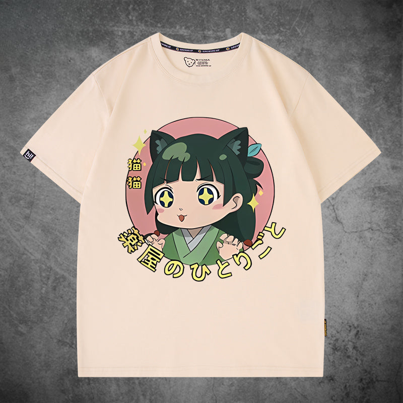Girl's Anime Pattern Short Sleeve T-Shirt