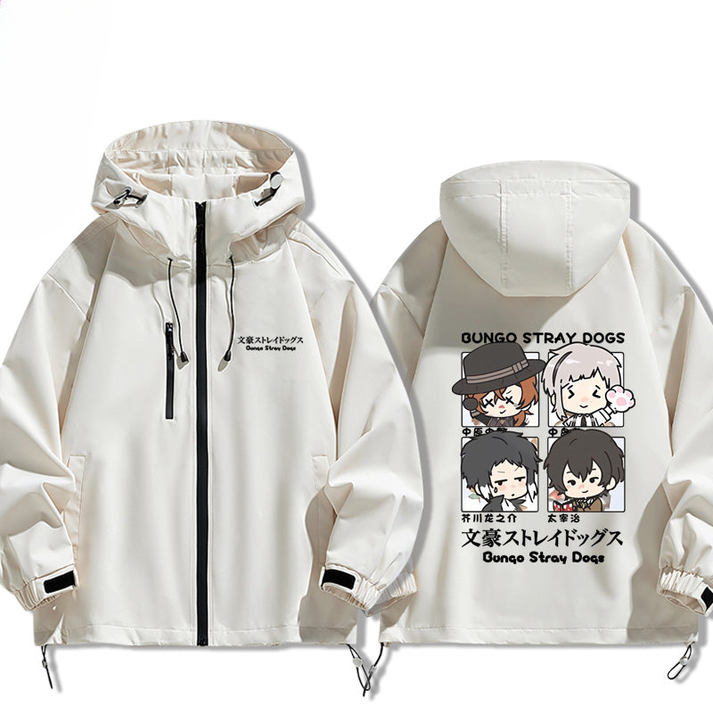 Casual Anime Graphic Print Zipper Hooded Jacket