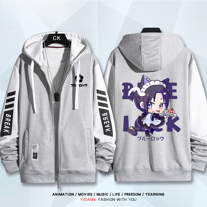 Unisex Anime Print Zipper Loose Hoodie