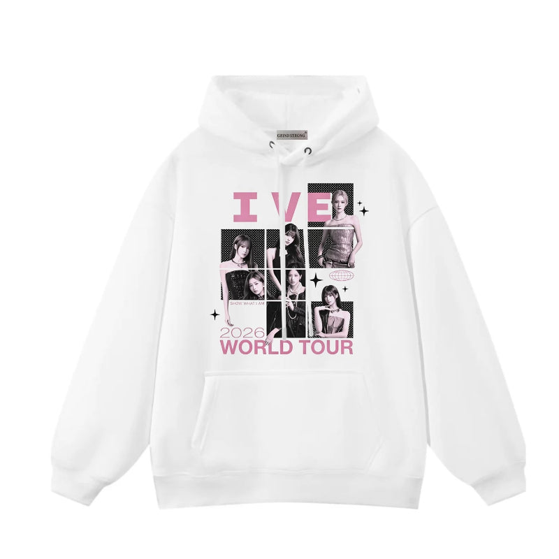 IVE WORLD TOUR White Hoodie Top