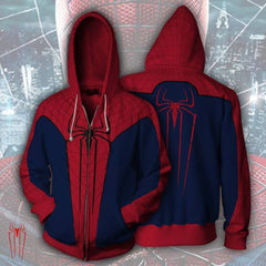 Cool Men's 3D Spider Print Zipper Cosplay Hoodie