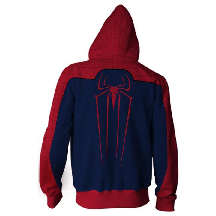 Cool Men's 3D Spider Print Zipper Cosplay Hoodie