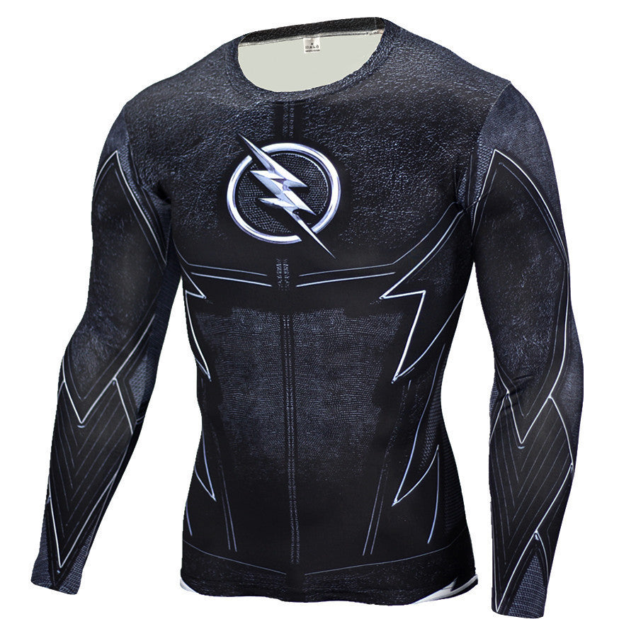 Men's Long Sleeve Elastic Digital Print T-Shirt