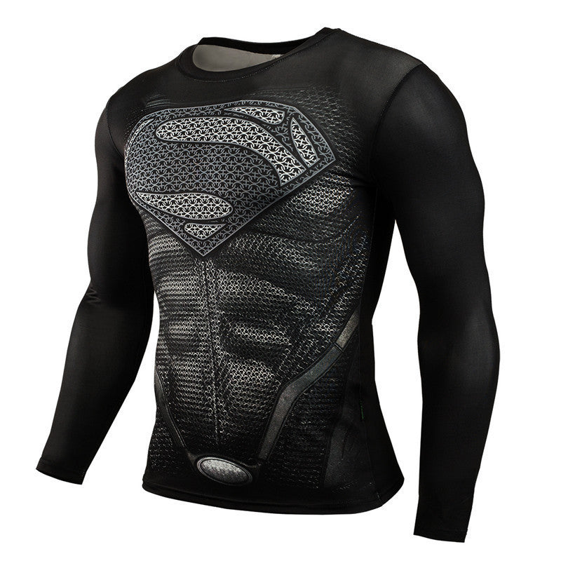 Men's Long Sleeve Elastic Digital Print T-Shirt