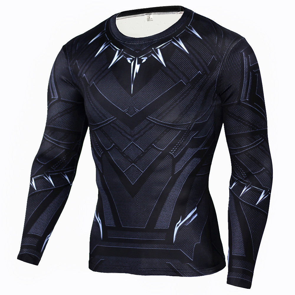 Men's Long Sleeve Elastic Digital Print T-Shirt