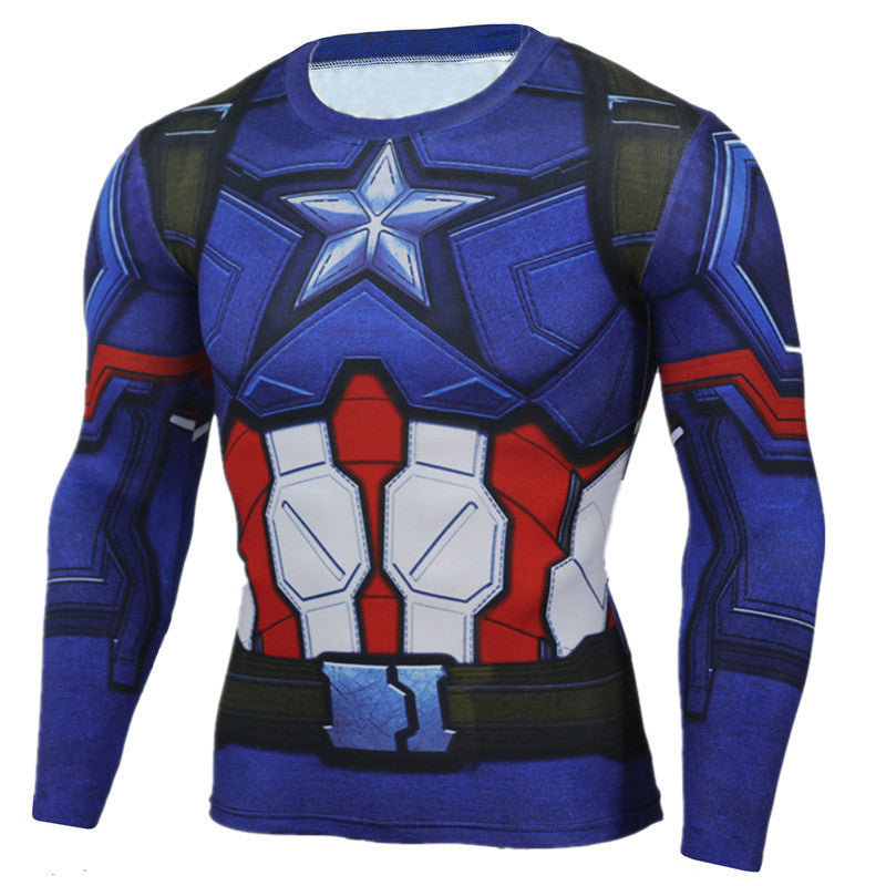 Men's Long Sleeve Elastic Digital Print T-Shirt
