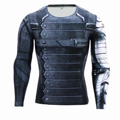 Men's Long Sleeve Elastic Digital Print T-Shirt