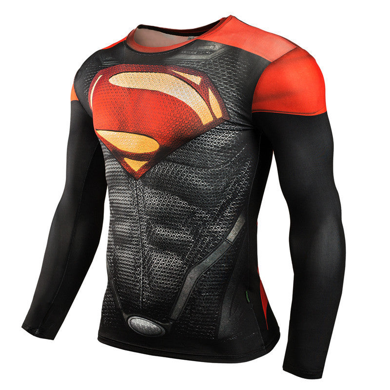 Men's Long Sleeve Elastic Digital Print T-Shirt
