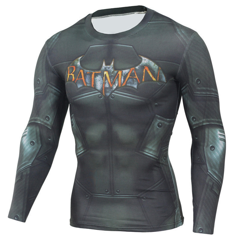 Men's Long Sleeve Elastic Digital Print T-Shirt