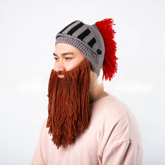 Creative Halloween Funny Crocheted Bearded Knight Hat