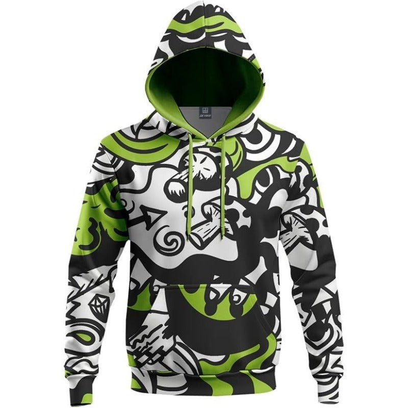 Splicing Pattern Digital Print Hoodie