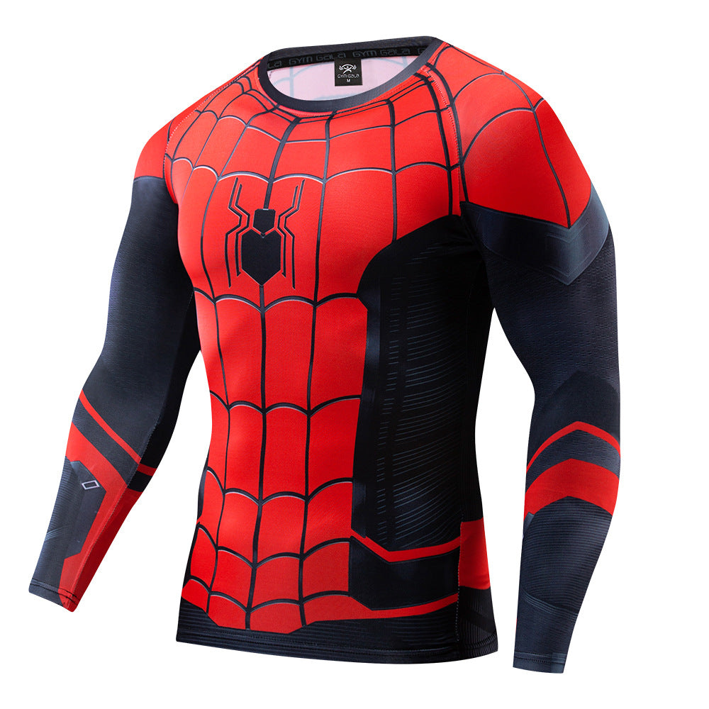 Men's Spider Cosplay Long Sleeved Sports T-shirt Slim Suit