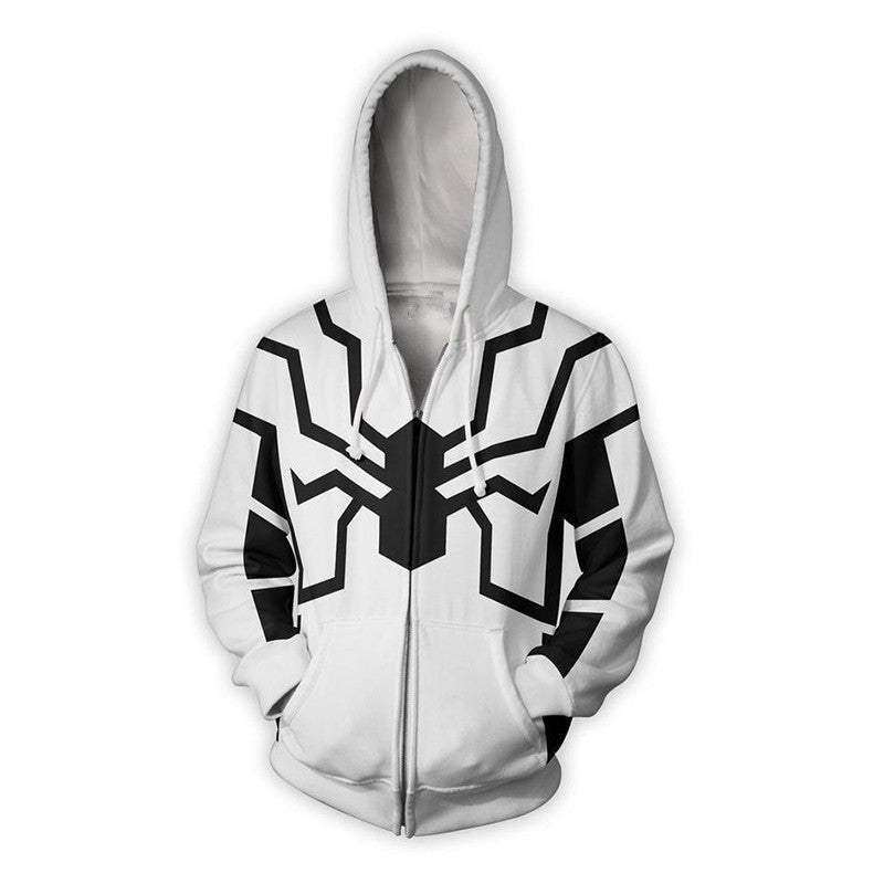 Unisex Trendy Comic Zipper Digital Print Pullover Hoodie