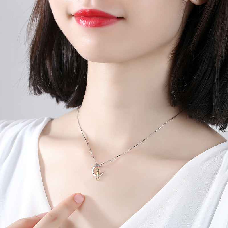 Moon Cat Clavicle Chain Necklace