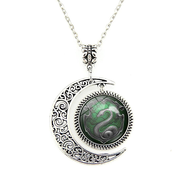 Potter Badge Time Gem Moon Necklace