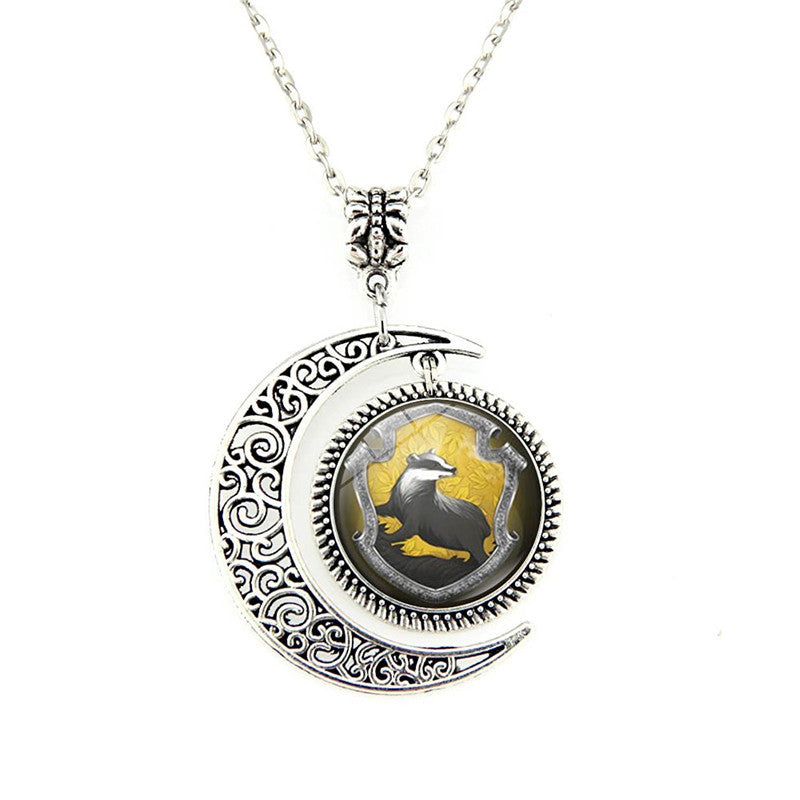 Potter Badge Time Gem Moon Necklace