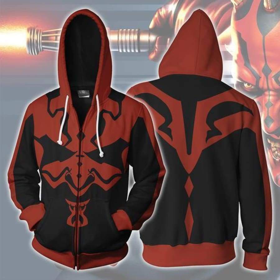 Cool Darth Maul Digital Print Zipper Cosplay Hoodie