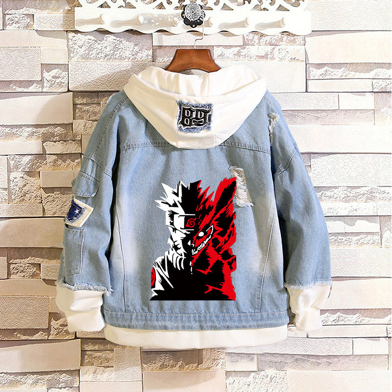 Unisex Kakashi Anime Casual Loose Denim Jacket