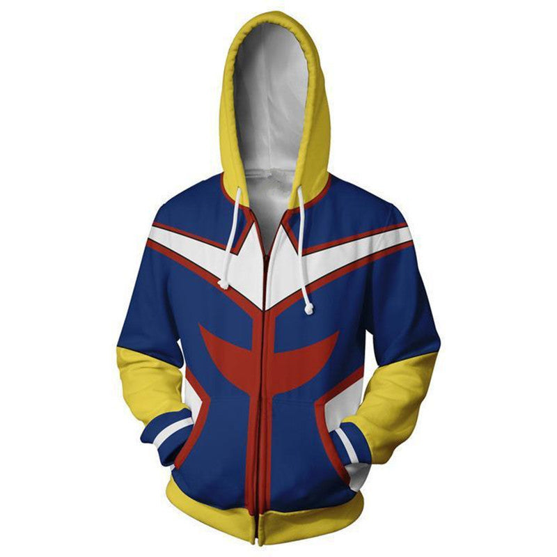 Unisex Trendy Digital Print Zip Up Cosplay Hoodie