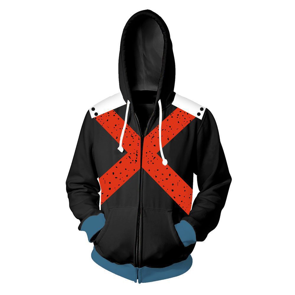 Unisex Trendy Digital Print Zip Up Cosplay Hoodie