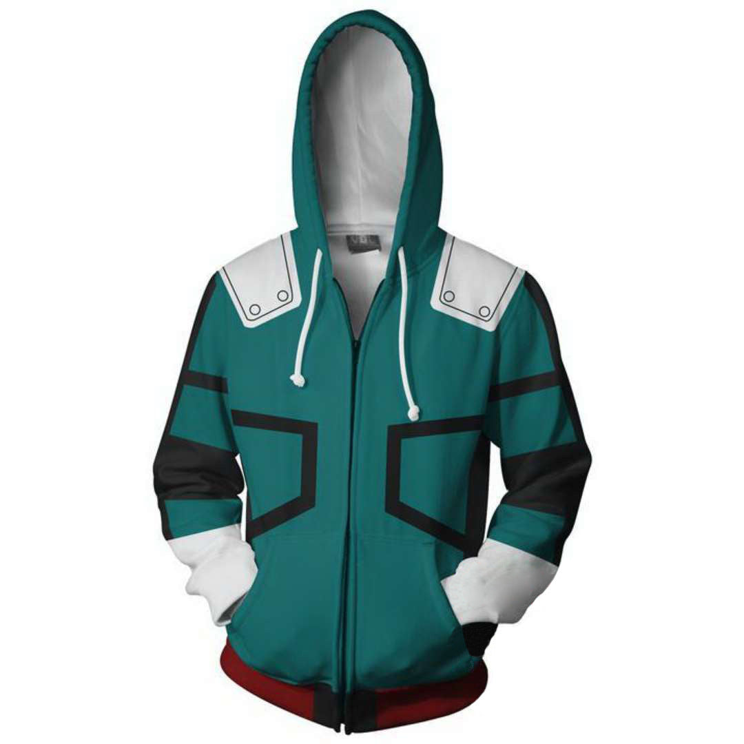 Unisex Trendy Digital Print Zip Up Cosplay Hoodie