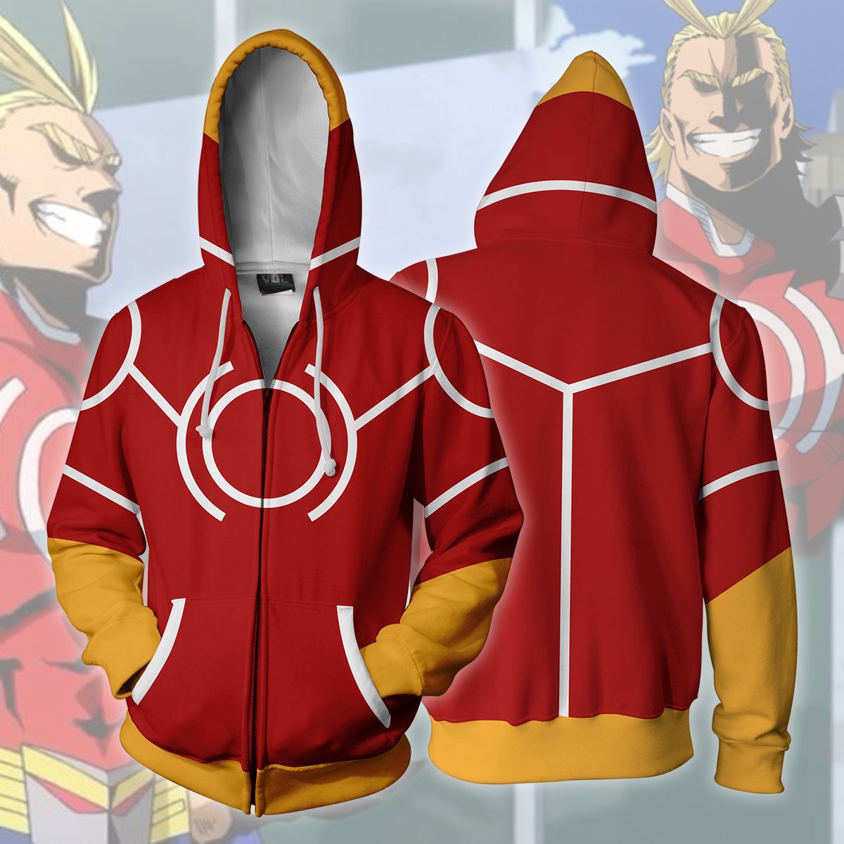 Unisex Trendy Digital Print Zip Up Cosplay Hoodie