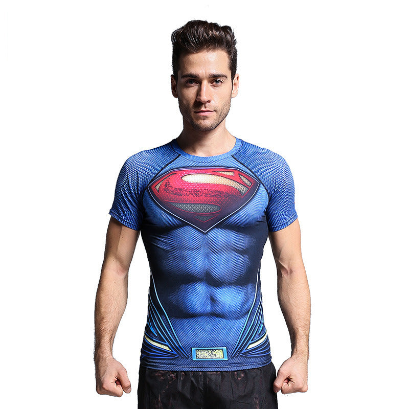 Men's Sports Fitness Short Sleeved Elastic T-shirt