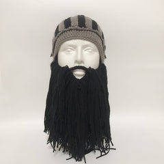 Creative Halloween Funny Crocheted Bearded Knight Hat