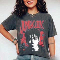 Vintage Jungkook Graffiti Cotton T-Shirt