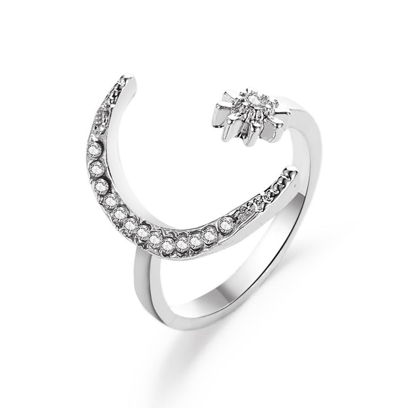 Chic Star Moon Crescent Ring