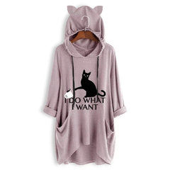 Women's Cat Ears Loose Medium Long Hoodie