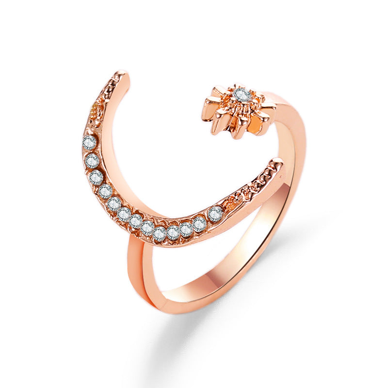 Chic Star Moon Crescent Ring