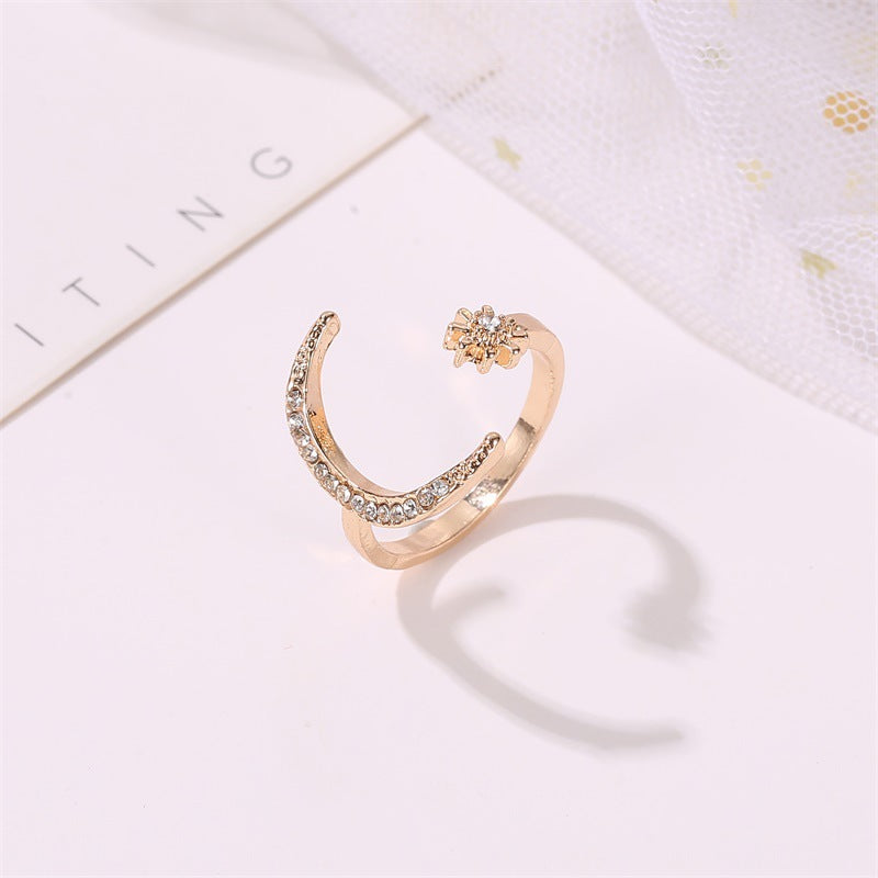 Chic Star Moon Crescent Ring