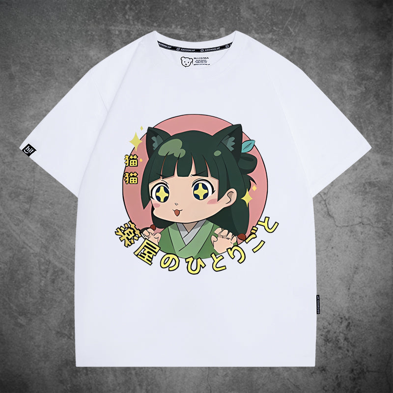 Girl's Anime Pattern Short Sleeve T-Shirt