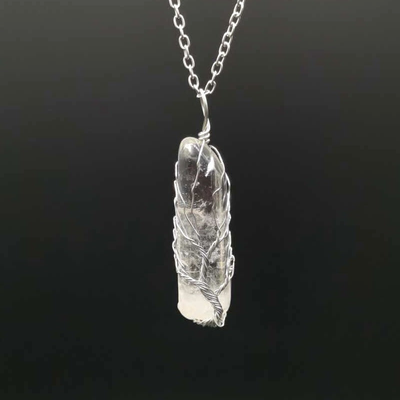 Colorful Crystal Stone Tree of Life Necklace