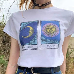 Women's THE SUN THE MOON Printed Casual T-shirt