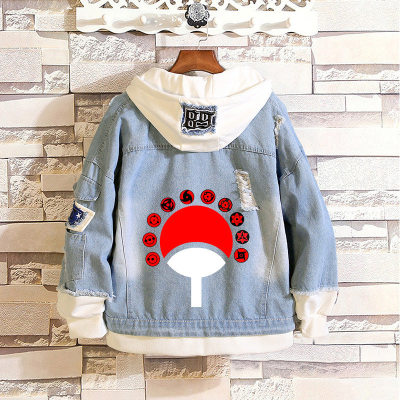 Unisex Kakashi Anime Casual Loose Denim Jacket