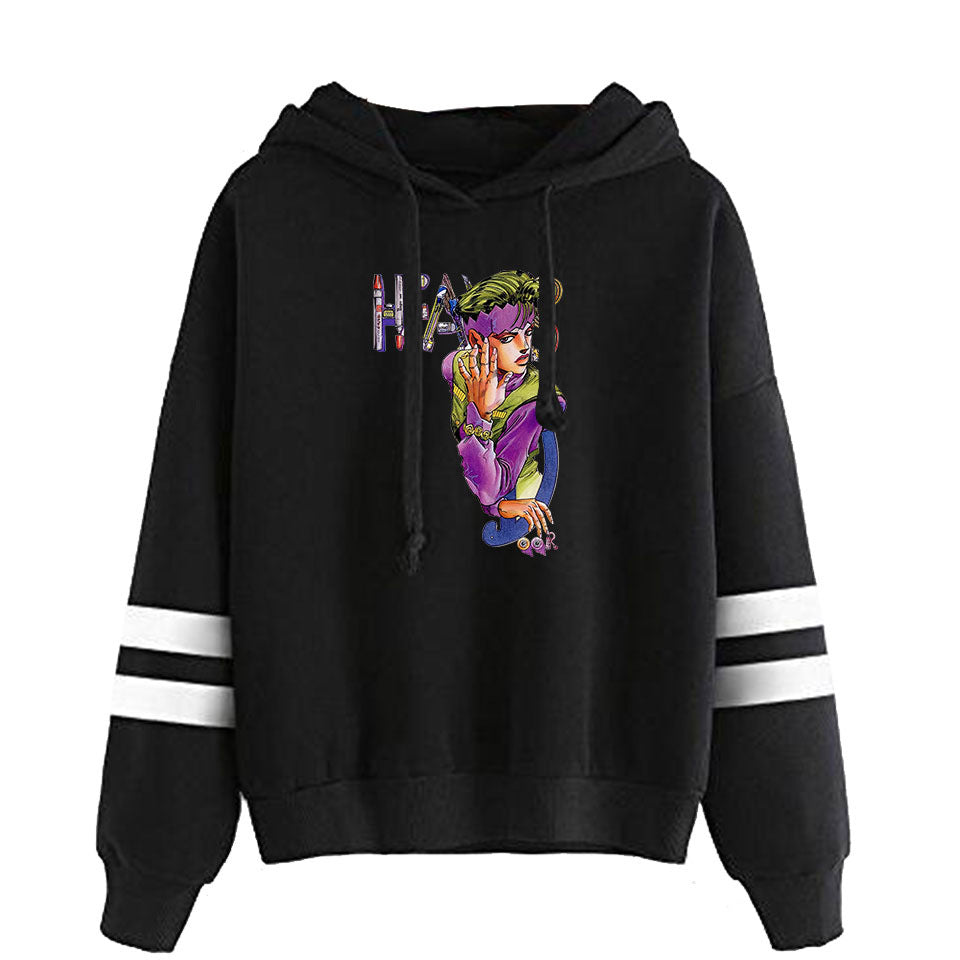 Trendy JOJO Anime Printed Striped Casual Hoodie