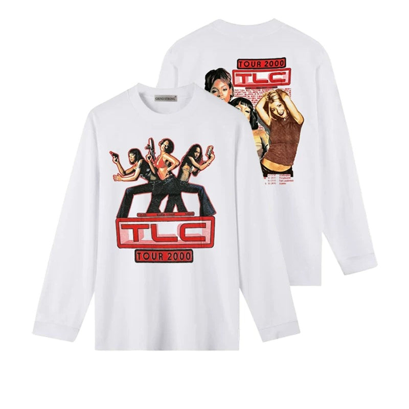 KARINA Same White Print Long-sleeved T-shirt