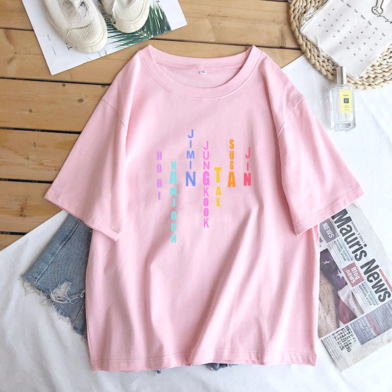 Chic Kpop Letter Print Relaxed T-shirt