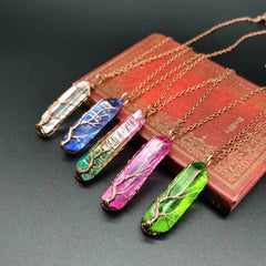 Colorful Crystal Stone Tree of Life Necklace