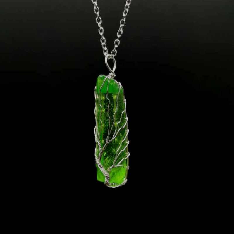 Colorful Crystal Stone Tree of Life Necklace