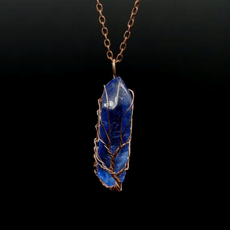 Colorful Crystal Stone Tree of Life Necklace