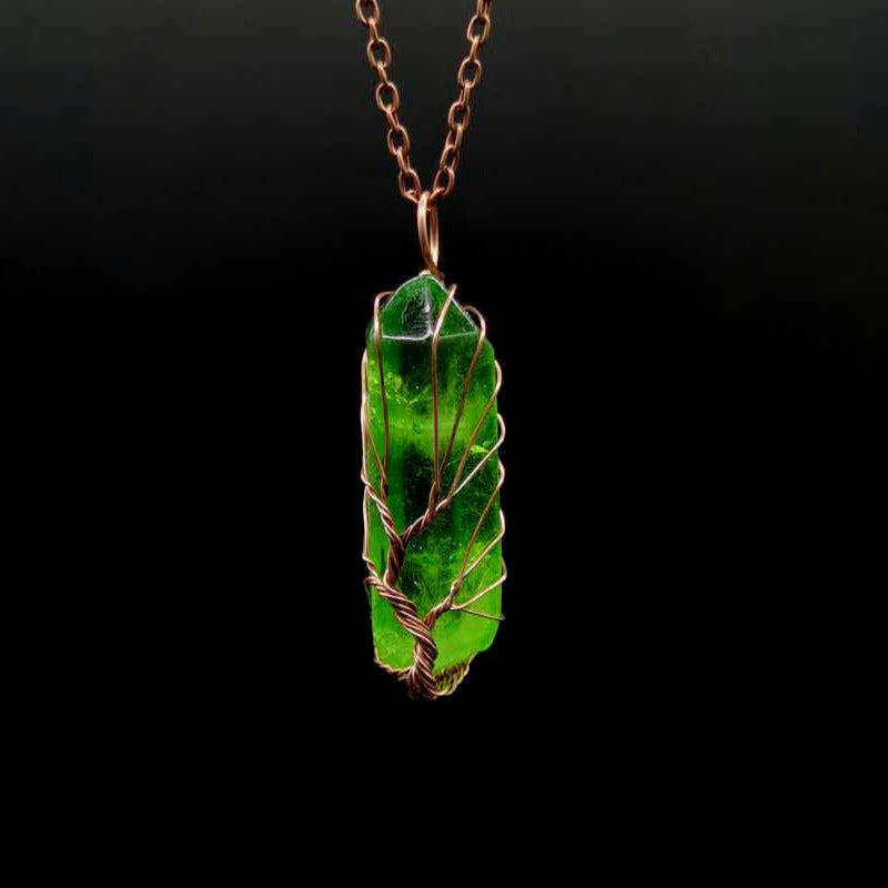 Colorful Crystal Stone Tree of Life Necklace
