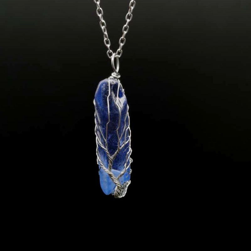 Colorful Crystal Stone Tree of Life Necklace